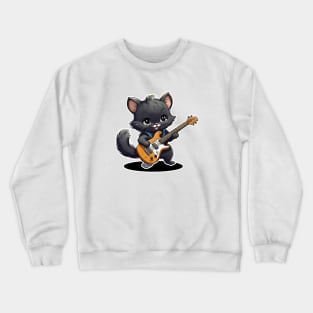 Cat With a Bass Guitar Crewneck Sweatshirt